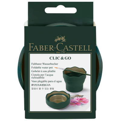 Стакан для воды Faber-Castell "Clic&Go", складной, темно-зеленый