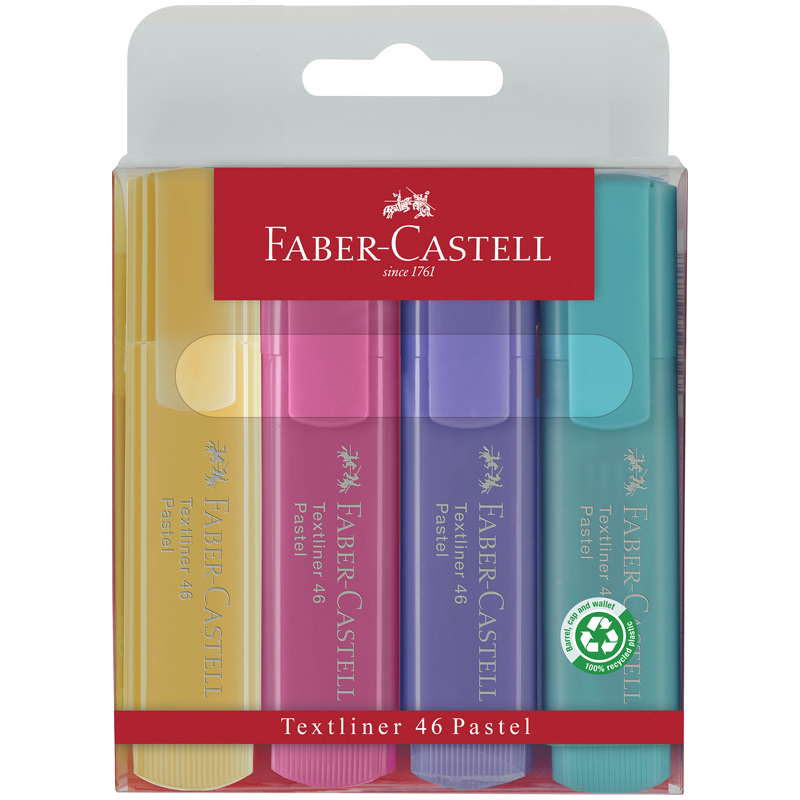 Набор текстовыделителей Faber-Castell "46 Pastel" 4 пастельных цв., 1-5м