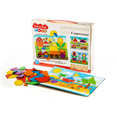 Деревянный пазл Baby Toys, 35 элементов, картонная коробка