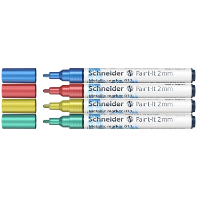 Набор маркеров для декорирования Schneider "Paint-It 011" 04цв., металлик, 2,0мм