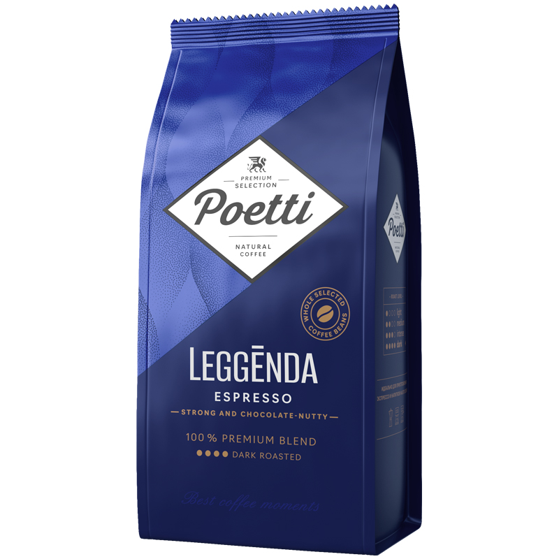 Кофе в зернах Poetti "Leggenda Espresso", вакуумный пакет, 1кг