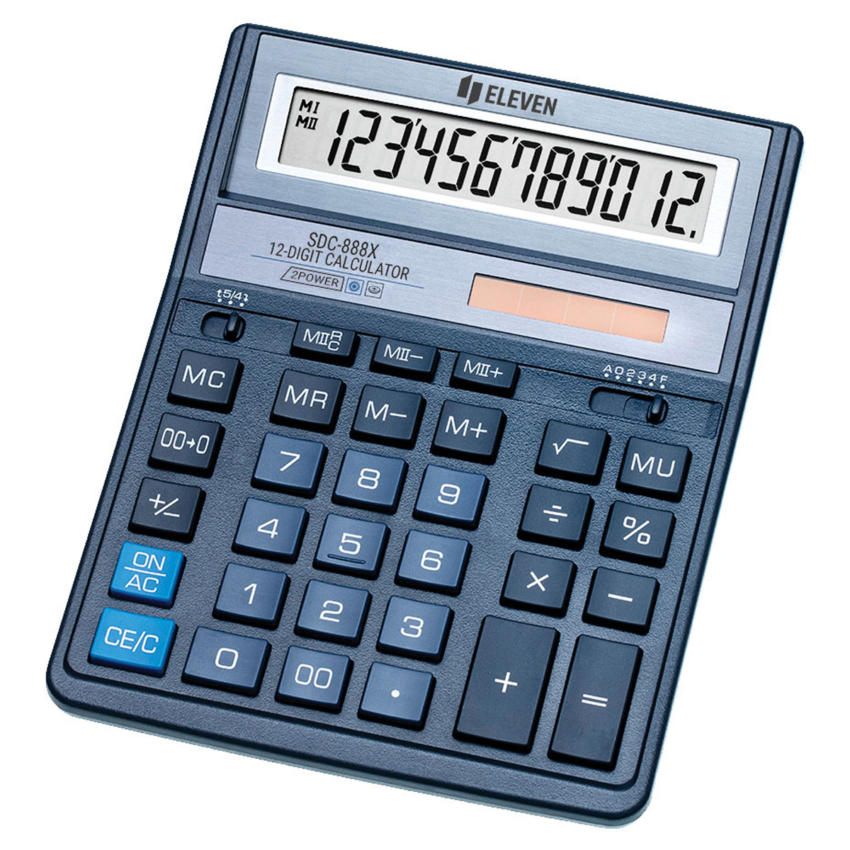 Калькулятор настольный Eleven SDC-888X-BL, 12 разрядов, двойное питание, 158*203*31мм, синий