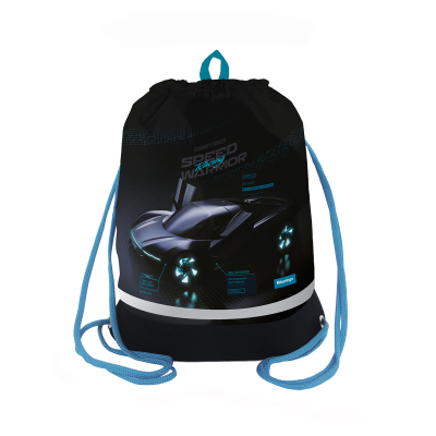 Мешок для обуви 1 отделение Berlingo "Virtual racing", 400*480мм, расширяющееся дно, светоотражающая лента, карман на молнии