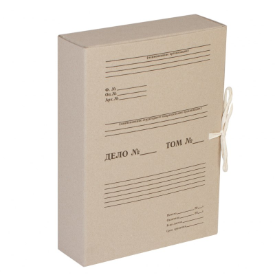 Короб архивный с завязками OfficeSpace, разборный, 80мм, клапан из переплетного картона, до 800л.
