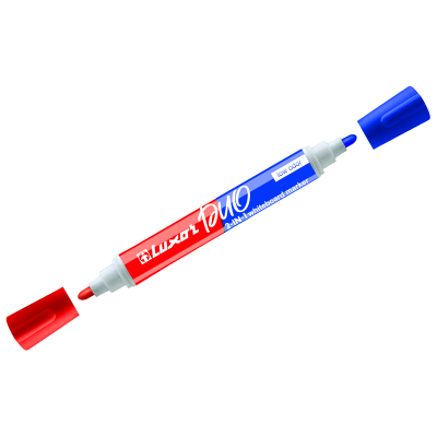 Маркер для белых досок двухсторонний Luxor "Duorite" синий/красный, пулевидный, 1-3мм