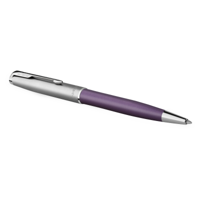 Ручка шариковая Parker "Sonnet Sand Blasted Metal&Violet Lacquer" черная, 1,0мм, поворот., подарочная упаковка
