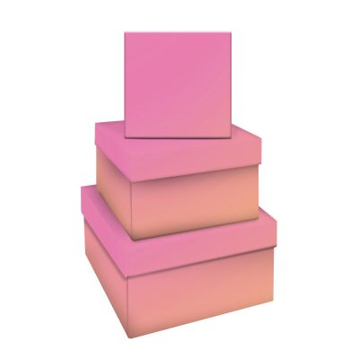 Набор квадратных коробок 3в1, MESHU "Yellow-pink gradient", (19,5*19,5*11-15,5*15,5*9см)