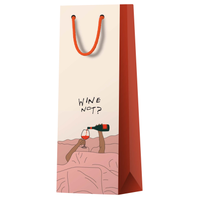 Пакет подарочный 12*36*8,5см MESHU "Wine not", глянцевая ламинация, под бутылку