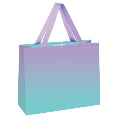 Пакет подарочный 23*18*10см MESHU "Duotone. Turquoise-Lilac gradient", отд. фольгой, матовая ламинация