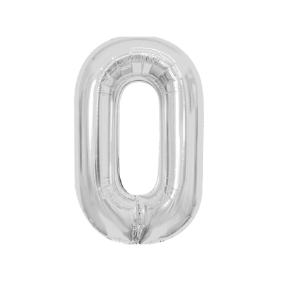 Воздушный шар, 40", MESHU,  цифра 0, серебро, фольгированный