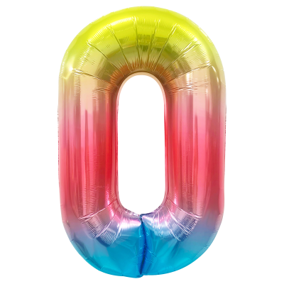 Воздушный шар, 40", MESHU,  цифра 0, розовый, фольгированный