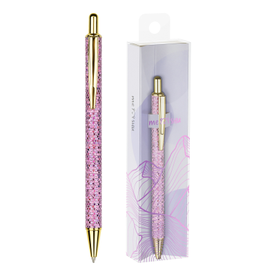 Ручка шариковая автоматическая MESHU "Pink shimmer" синяя, 1,0мм