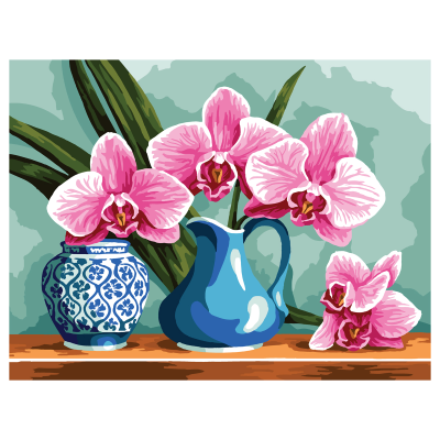 Картина по номерам на холсте ТРИ СОВЫ "Ветка орхидеи", 30*40, с акриловыми красками и кистями