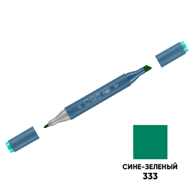 Маркер двусторонний для скетчинга Гамма "Студия", сине-зеленый, корпус трехгранный, пулевид./клиновид. наконечники