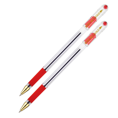 Ручка шариковая MunHwa "MC Gold" 2шт., красная, 0,5мм, грип, штрих-код, европодвес