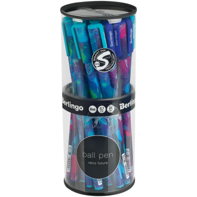Ручка шариковая Berlingo "Retro Future" синяя, 0,7 мм, грип, рисунок на корпусе, ассорти