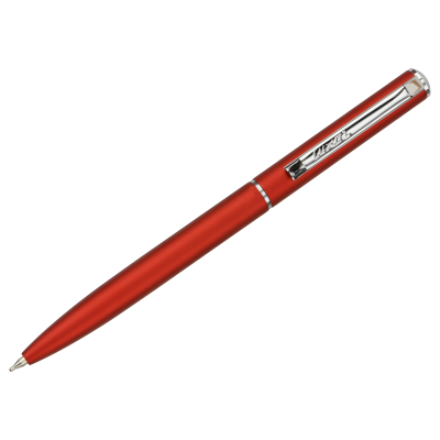 Ручка шариковая Luxor "New Premier" синяя, 0,7мм, корпус бордо/хром, поворотный механизм, футляр