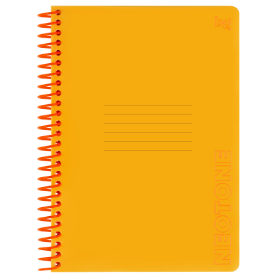 Тетрадь 48л., А5, клетка на пластиковом гребне, BG "Neon. Orange", пластиковая обложка