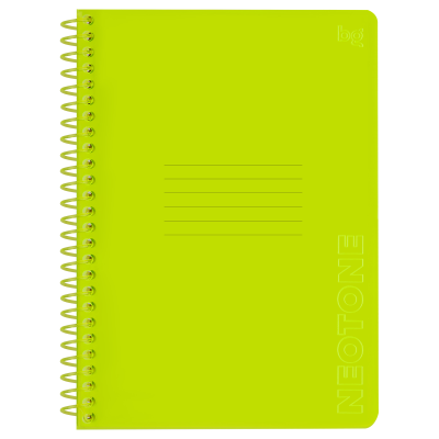 Тетрадь 48л., А5, клетка на пластиковом гребне, BG "Neon. Yellow", пластиковая обложка