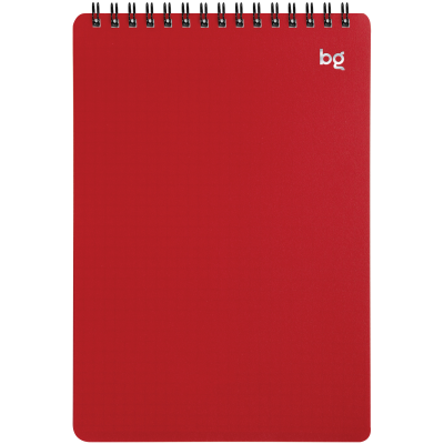 Блокнот А5 60л. на гребне BG "Base", красная пластиковая обложка, тиснение фольгой