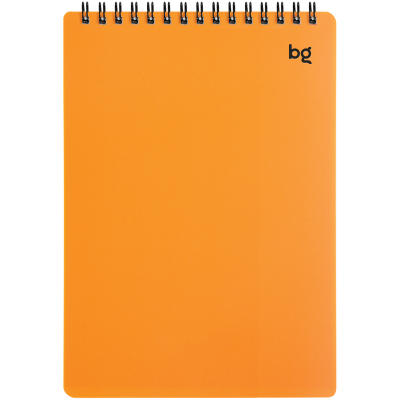 Блокнот А5 60л. на гребне BG "Neon", оранжевая пластиковая обложка, тиснение фольгой