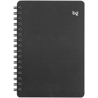 Записная книжка А6 60л. на гребне BG "Base", черная пластиковая обложка, тиснение фольгой
