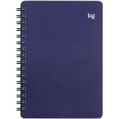 Записная книжка А6 60л. на гребне BG "Base", синяя пластиковая обложка, тиснение фольгой