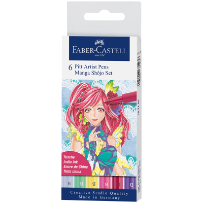 Набор капиллярных ручек Faber-Castell "Pitt Artist Pens Manga Shôjo set Brush", ассорти, 6шт., европодвес
