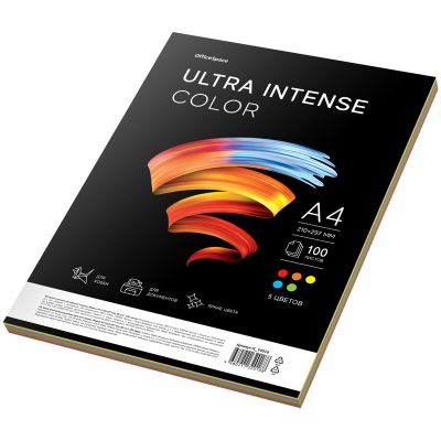Бумага цветная OfficeSpace "Ultra Intense Color", А4, 80г/м2, 100л., (5 цветов)