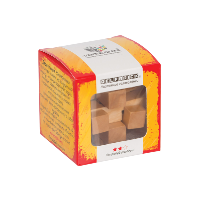 Игра-головоломка деревянная DELFBRICK, DLS-02, "Занимательный куб", 12 элементов