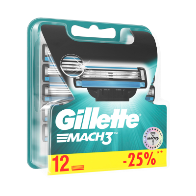 Кассеты для бритья сменные Gillette "Mach 3", 12шт. (ПОД ЗАКАЗ)