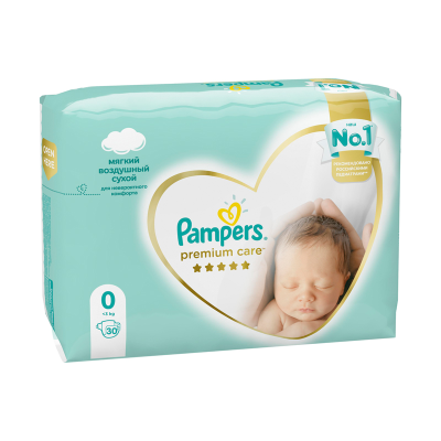 Подгузники Pampers "Premium", для новорожденных (<3 кг), 30шт. (ПОД ЗАКАЗ)