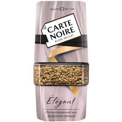 Кофе растворимый Carte Noire "Élégant", сублимированный с добавлением молотого, стеклянная банка, 95г