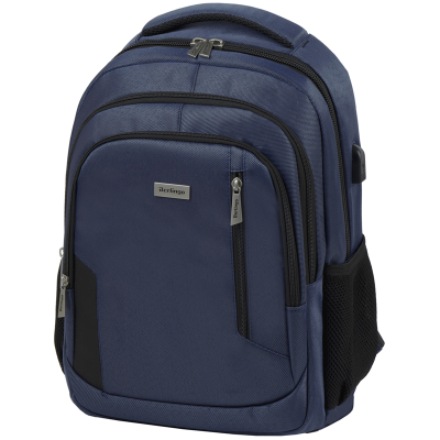 Рюкзак Berlingo City "Comfort blue" 42*29*17см, 3 отделения, 3 кармана, отделение для ноутбука, USB разъем, эргономическая спинка