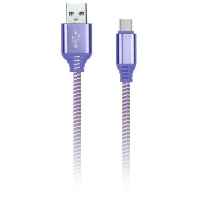 Кабель Smartbuy iK-3112NS, USB2.0 (A) - Type C, в оплетке, 2A output, 1м, фиолетовый