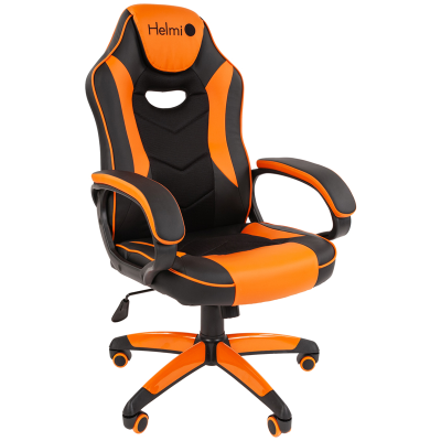 Кресло игровое Helmi HL-S16 "Pilot", экокожа, черная/оранжевая, механизм качания