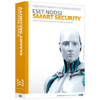 ПО ESET NOD32 Smart Security+Bonus+расшир. функционал-лицензия на 1год на 3ПК или продл на 20месяцев