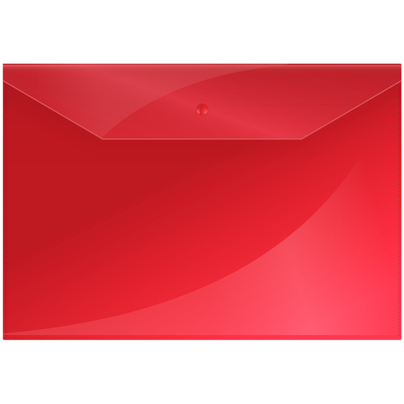 Папка-конверт на кнопке OfficeSpace А4, 150мкм, пластик, красная