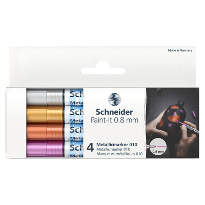 Набор маркеров для декорирования Schneider "Paint-It 010" 04цв., металлик, 0,8мм