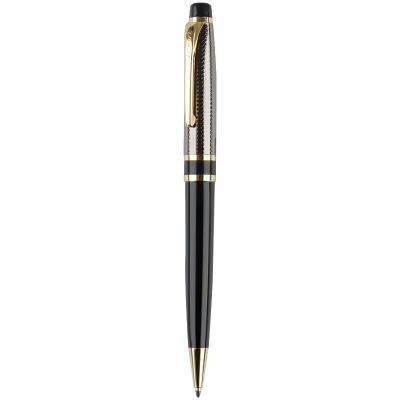 Ручка шариковая Luxor "Futura" синяя, 0,7мм, корпус черный/золото, поворотный механизм, футляр