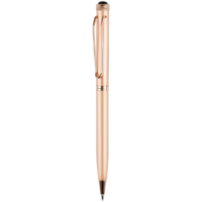 Ручка шариковая Luxor "Anvi" синяя, 0,7мм, корпус розовое золото, поворотный механизм, футляр