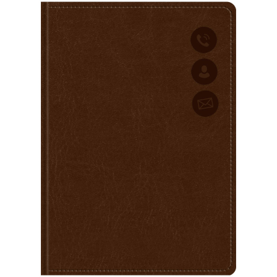 УЦЕНКА - Телефонная книга А7, 64л., кожзам, OfficeSpace "Nebraska" коричневый с вырубкой