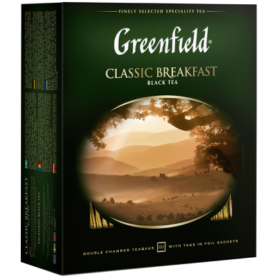 Чай Greenfield "Classic Breakfast", черный, 100 фольг. пакетиков по 2г