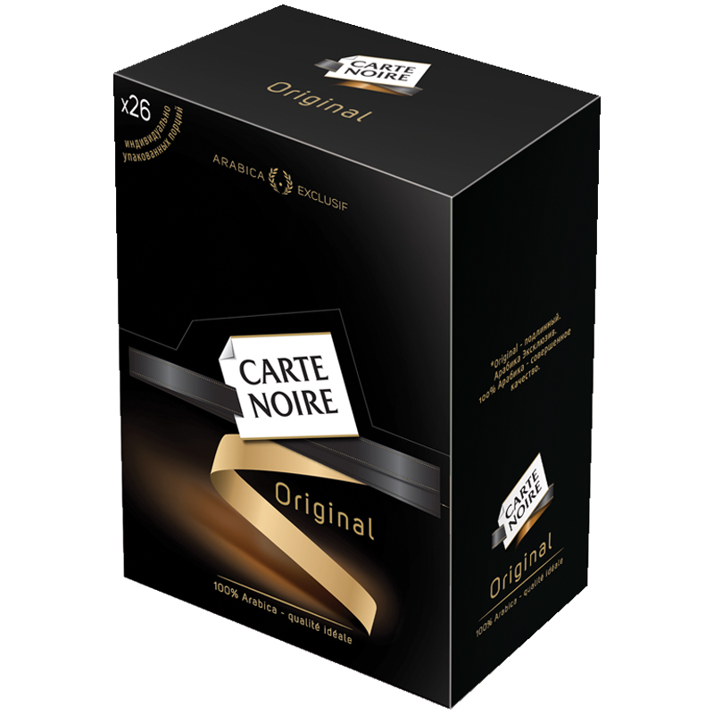 Кофе растворимый Carte Noire "Original", сублимированный, порционный, 26 пакетиков*1,8г, картонная коробка