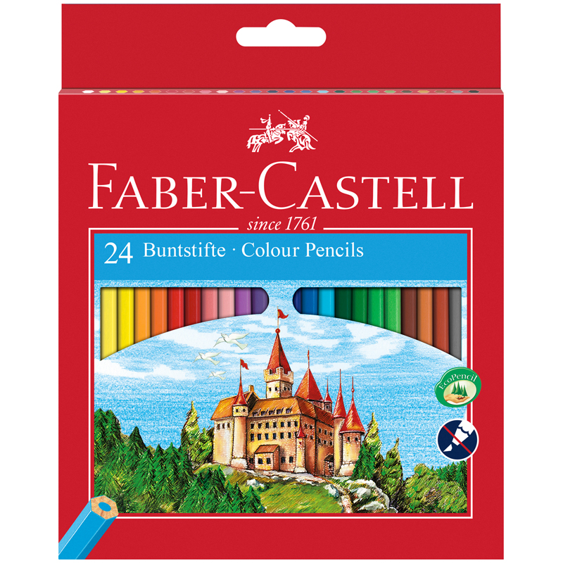Карандаши цветные Faber-Castell "Замок", 24цв., шестигр., заточ., картон, европодвес