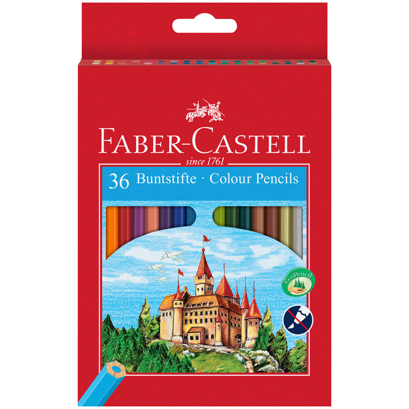 Карандаши цветные Faber-Castell "Замок", 36цв., шестигр., заточ., картон, европодвес