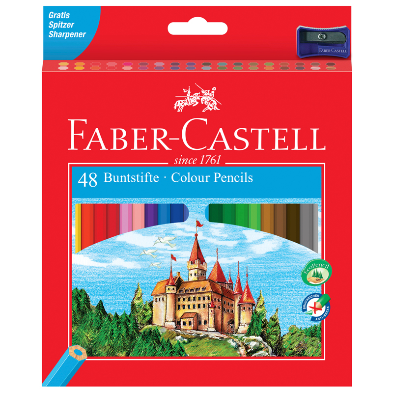 Карандаши цветные Faber-Castell "Замок", 48цв., шестигр.,заточ., картон, европодвес