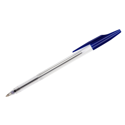 Ручка шариковая СТАММ "333" синяя, 0,7мм, прозрачный корпус