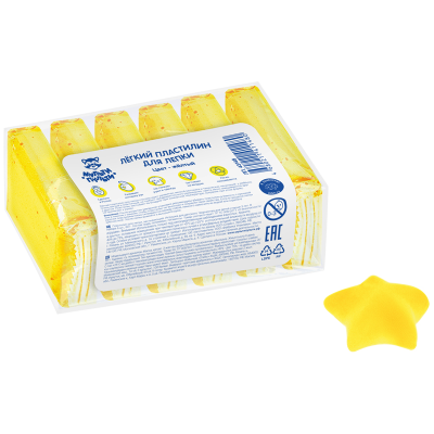 Легкий пластилин для лепки Мульти-Пульти, желтый, 6шт., 60г, прозрачный пакет