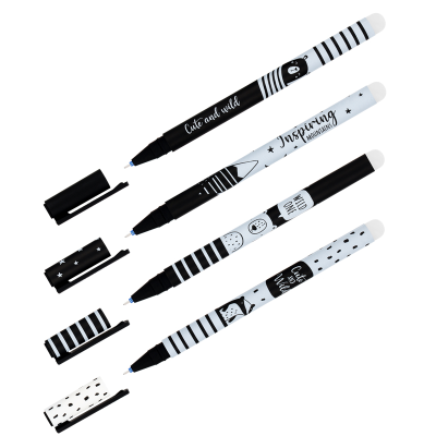 Ручка гелевая стираемая MESHU "Black&white" синяя, 0,5мм, корпус ассорти, софт-тач